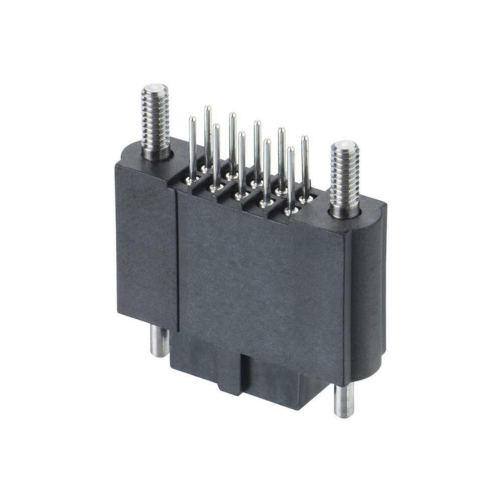 M80-4TE1005F3 - 5+5 Pos. Female DIL Extended Vertical Throughboard Conn. Guide Pin