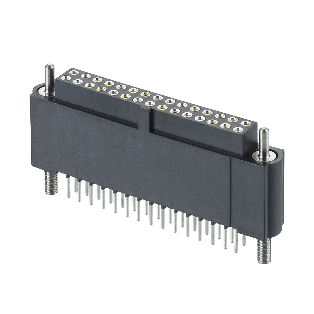 M80-4TE3042F3 - 15+15 Pos. Female DIL Extended Vertical Throughboard Conn. Guide Pin