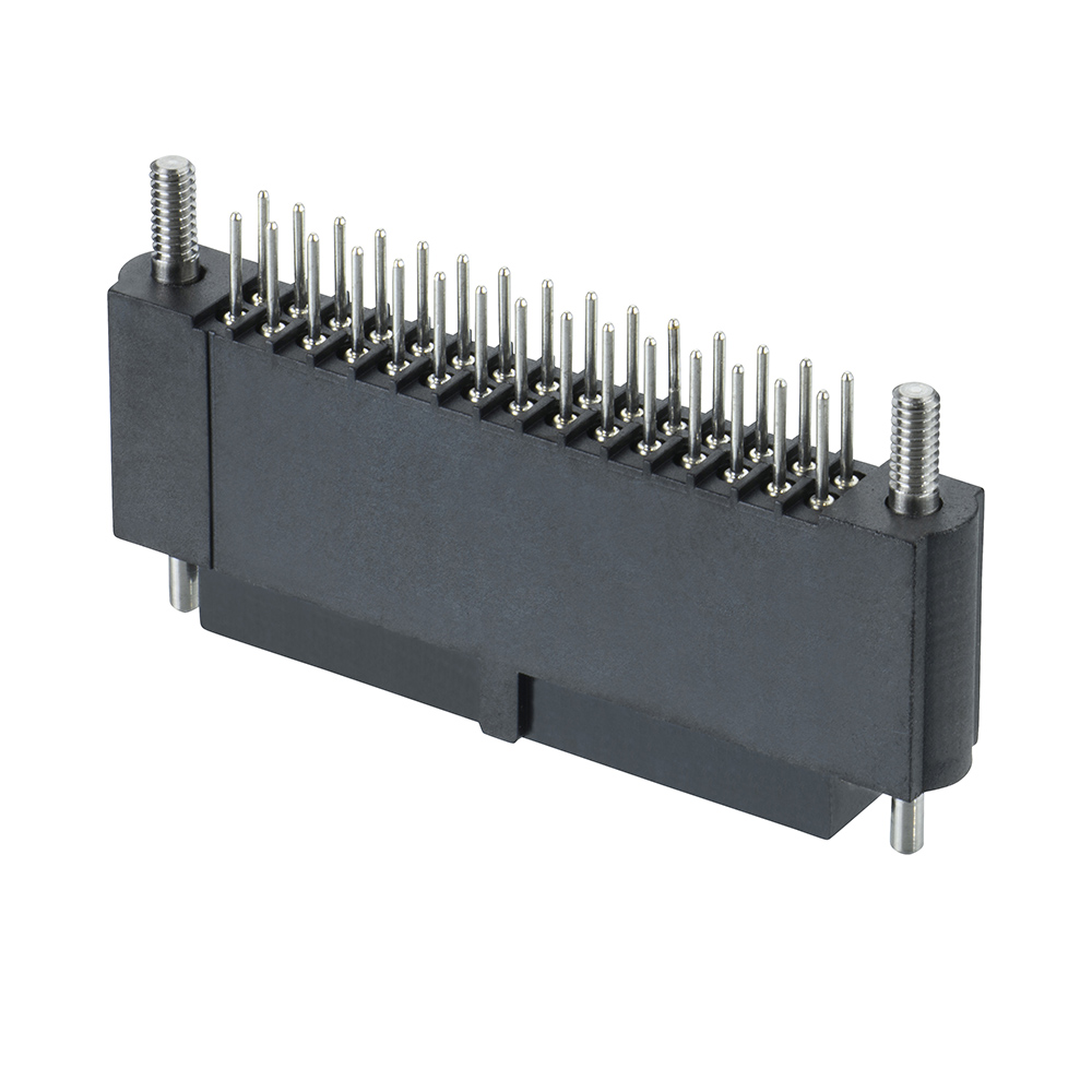 M80-4TE3005F3 - 15+15 Pos. Female DIL Extended Vertical Throughboard Conn. Guide Pin