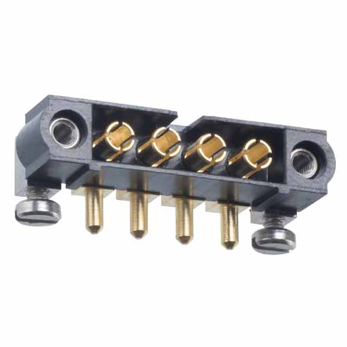 M80-5000000M5-04-333-00-000 - 4 Pos. Male SIL Horizontal Throughboard Conn. Jackscrews