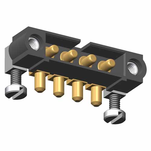 M80-5000000M5-04-PM3-00-000 - 4 Pos. Male SIL Horizontal Throughboard Conn. Jackscrews