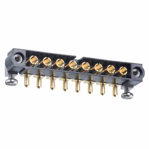 M80-5000000M5-08-333-00-000 - 8 Pos. Male SIL Horizontal Throughboard Conn. Jackscrews