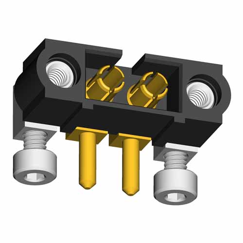 M80-5000000M7-02-334-00-000 - 2 Pos. Male SIL Horizontal Throughboard Conn. Jackscrews