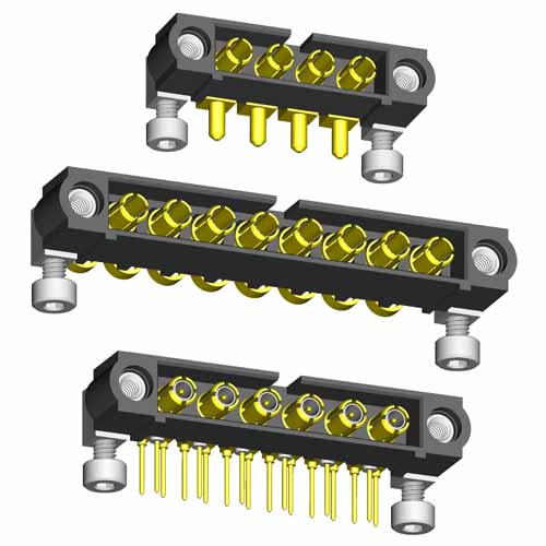 M80-5000000M7-04-313-00-000 - 4 Pos. Male SIL Horizontal Throughboard Conn. Jackscrews