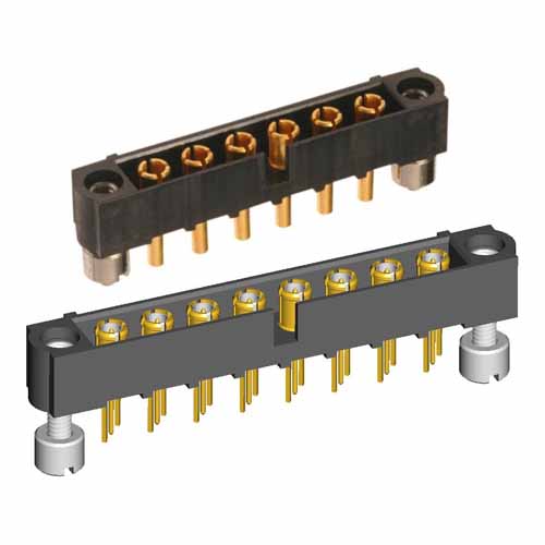 M80-5000000MH-10-331-00-000 - 10 Pos. Male SIL Vertical Throughboard Conn. Jackscrews