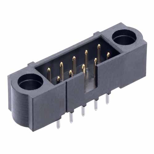 M80-5201042 - 5+5 Pos. Male DIL Vertical Throughboard Conn. No Jackscrews