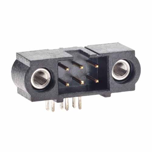 M80-5300642 - 3+3 Pos. Male DIL Horizontal Throughboard Conn. Jackscrews