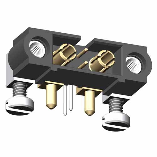 M80-5L10222M5-01-333-01-333 - 2+2 Pos. Male Signal+Power Horizontal Throughboard Conn. Jackscrews