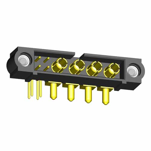 M80-5L10405M1-04-333-00-000 - 4+4 Pos. Male Signal+Power Horizontal Throughboard Conn. Jackscrews