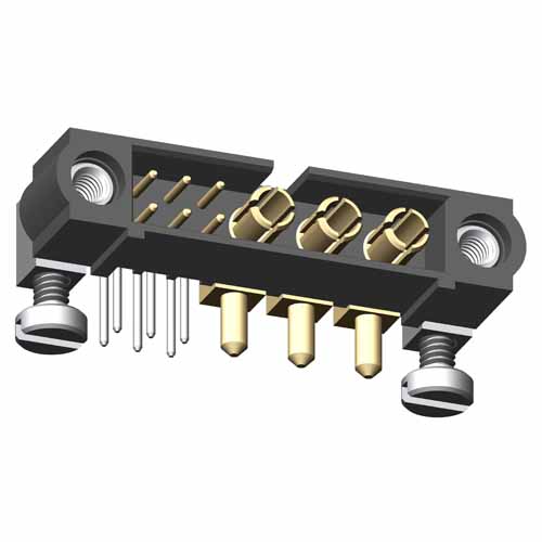 M80-5L10642M5-03-333-00-000 - 6+3 Pos. Male Signal+Power Horizontal Throughboard Conn. Jackscrews