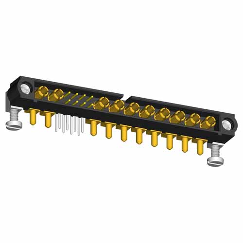 M80-5L10822M5-08-333-02-333 - 8+10 Pos. Male Signal+Power Horizontal Throughboard Conn. Jackscrews