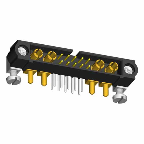 M80-5L11022M5-02-333-02-333 - 10+4 Pos. Male Signal+Power Horizontal Throughboard Conn. Jackscrews