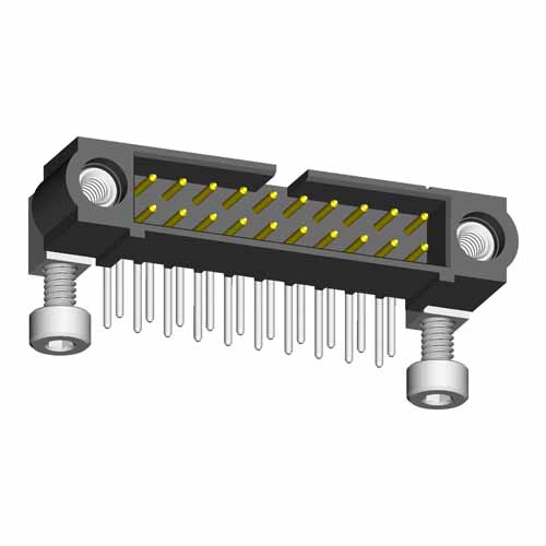 M80-5L10405M7 - 2+2 Pos. Male DIL Horizontal Throughboard Conn. Jackscrews