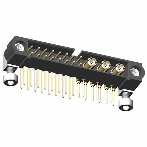 M80-5L21605M7-03-314-00-000 - 16+3 Pos. Male Signal+Coax Horizontal Throughboard Conn. Jackscrews