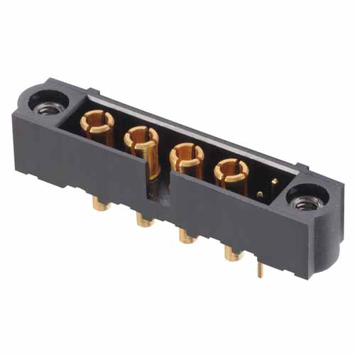 M80-5T10205M1-04-331-00-000 - 2+4 Pos. Male Signal+Power Vertical Throughboard Conn. Jackscrews