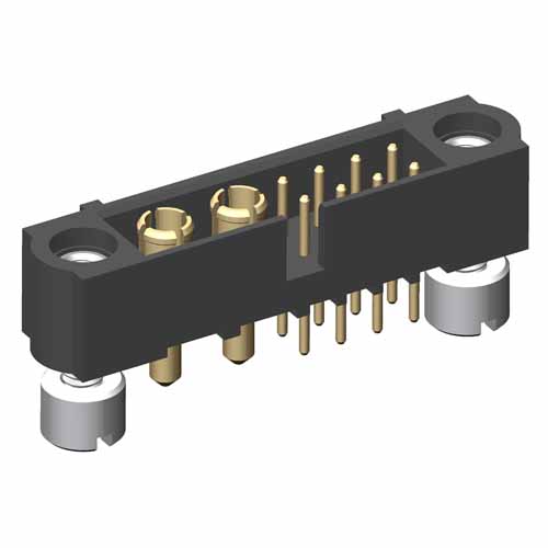 M80-5T10805M2-02-331-00-000 - 8+2 Pos. Male Signal+Power Vertical Throughboard Conn. Jackscrews