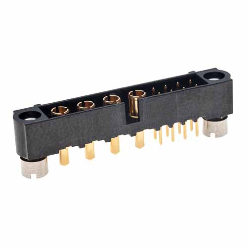 M80-5T10805M2-04-331-00-000 - 8+4 Pos. Male Signal+Power Vertical Throughboard Conn. Jackscrews