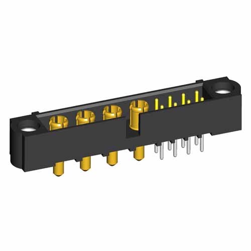 M80-5T10822M1-04-331-00-000 - 8+4 Pos. Male Signal+Power Vertical Throughboard Conn. Jackscrews