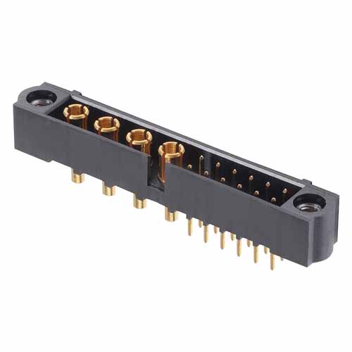 M80-5T11205M1-04-331-00-000 - 12+4 Pos. Male Signal+Power Vertical Throughboard Conn. Jackscrews