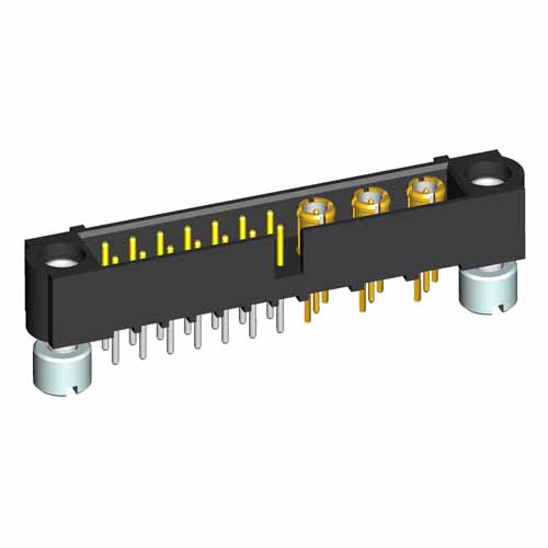 M80-5T114M2-03-311 - 14+3 Pos. Male Signal+Coax Vertical Throughboard Conn. Jackscrews