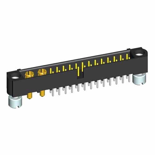 M80-5T12642M2-02-331-00-000 - 26+2 Pos. Male Signal+Power Vertical Throughboard Conn. Jackscrews