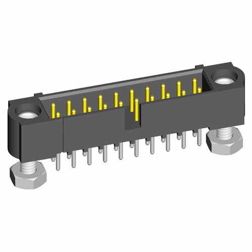 M80-5T11405MF - 7+7 Pos. Male DIL Vertical Throughboard Conn. Jackscrews