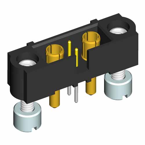 M80-5T202M3-11-332 - 2+2 Pos. Male Signal+Power Vertical Throughboard Conn. Jackscrews