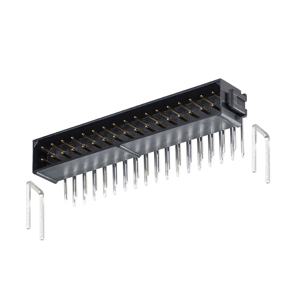 M80-8413442 - 17+17 Pos. Male DIL Horizontal Throughboard Conn. No Latches