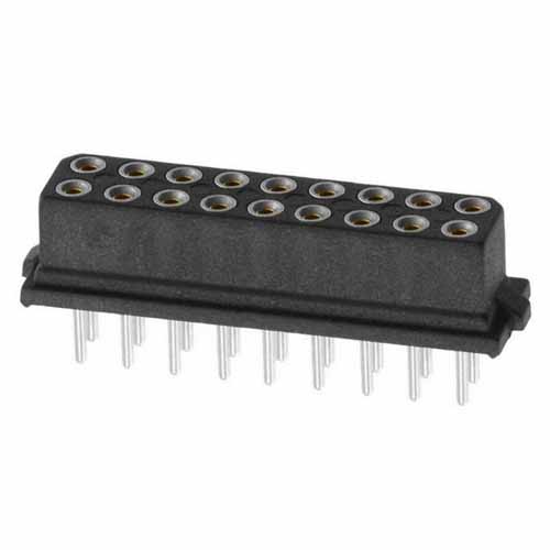 M80-8501842 - 9+9 Pos. Female DIL Vertical Throughboard Conn. for Latches