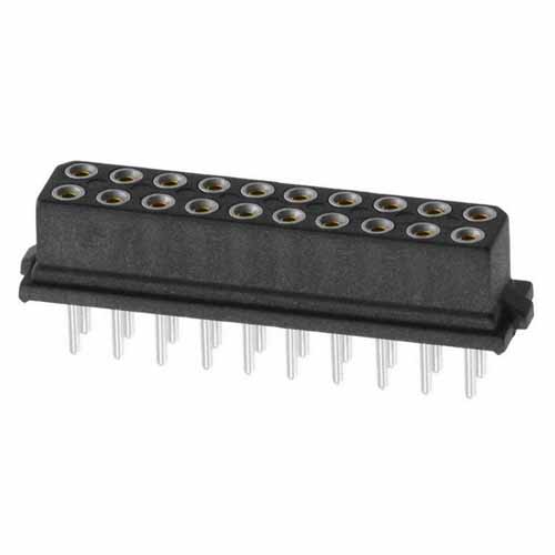 M80-8502042 - 10+10 Pos. Female DIL Vertical Throughboard Conn. for Latches