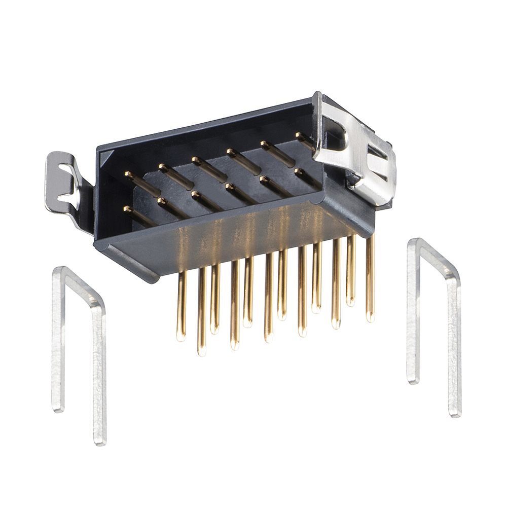M80-8511245 - 6+6 Pos. Male DIL Horizontal Throughboard Conn. Latches