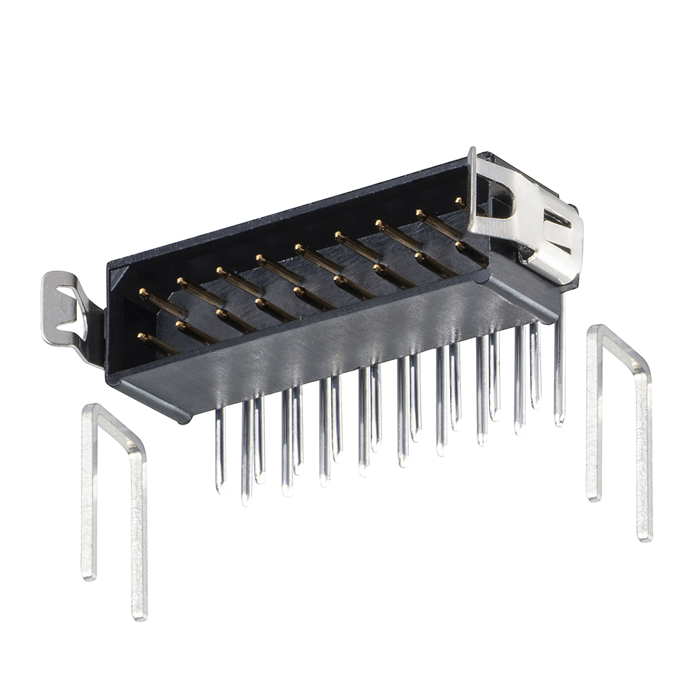 M80-8511822 - 9+9 Pos. Male DIL Horizontal Throughboard Conn. Latches