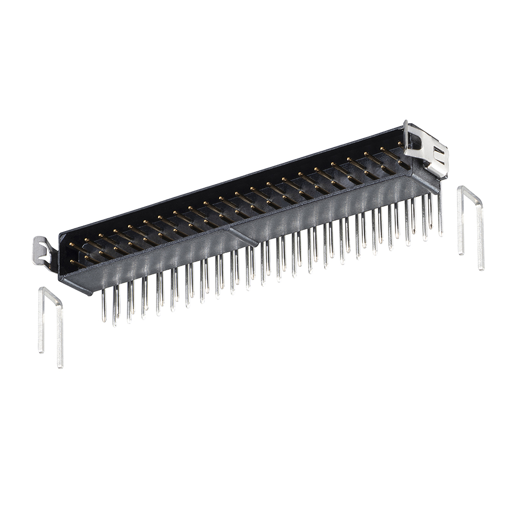M80-8514422 - 22+22 Pos. Male DIL Horizontal Throughboard Conn. Latches