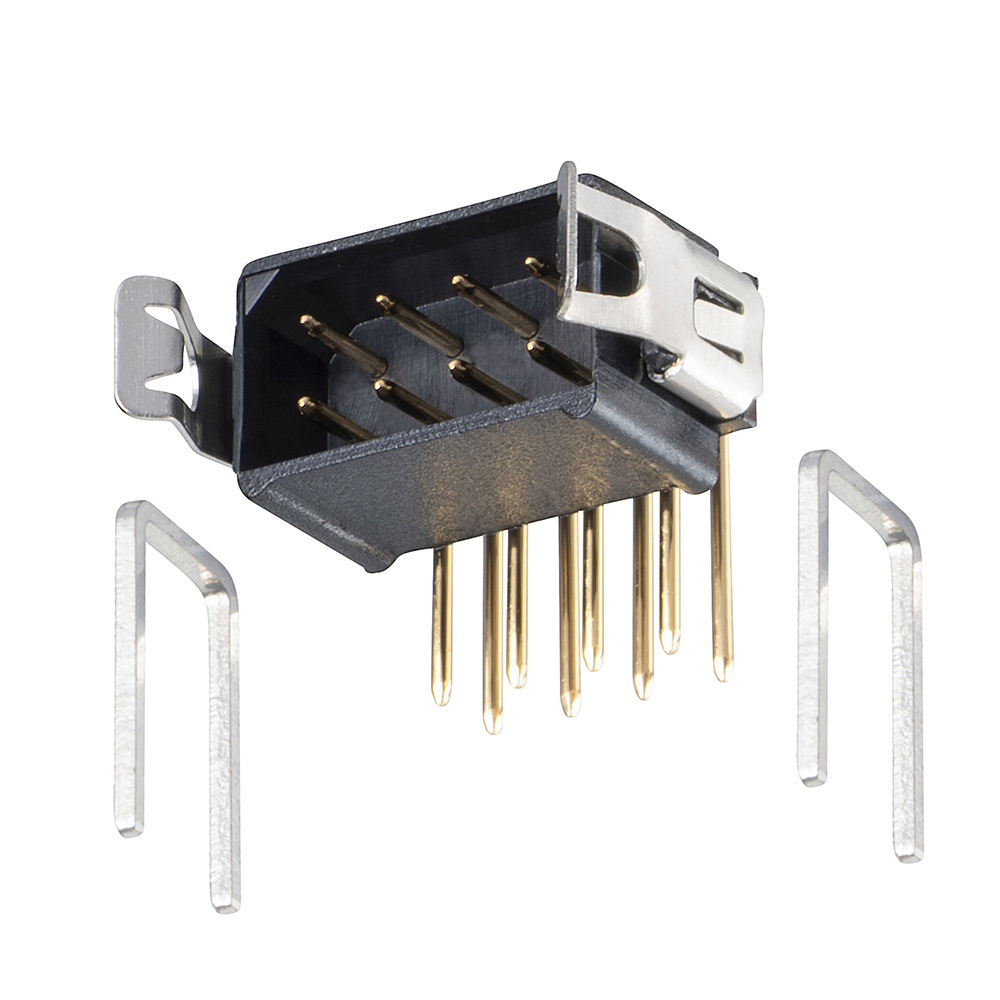 M80-8660805 - 4+4 Pos. Male DIL Horizontal Throughboard Conn. Latches