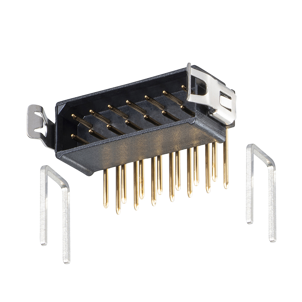 M80-8661405 - 7+7 Pos. Male DIL Horizontal Throughboard Conn. Latches