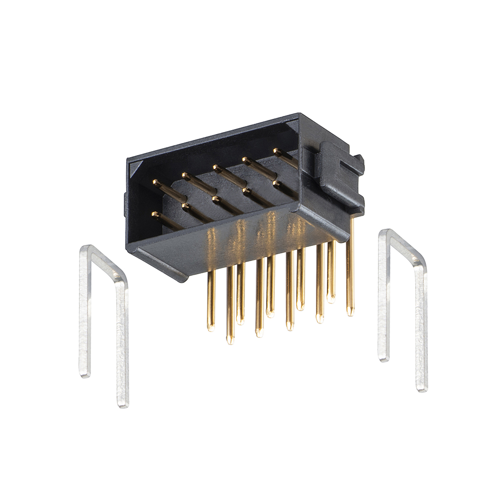 B5743-210-M-L-2 - 5+5 Pos. Male DIL Horizontal Throughboard Conn. No Latches (BS Release)