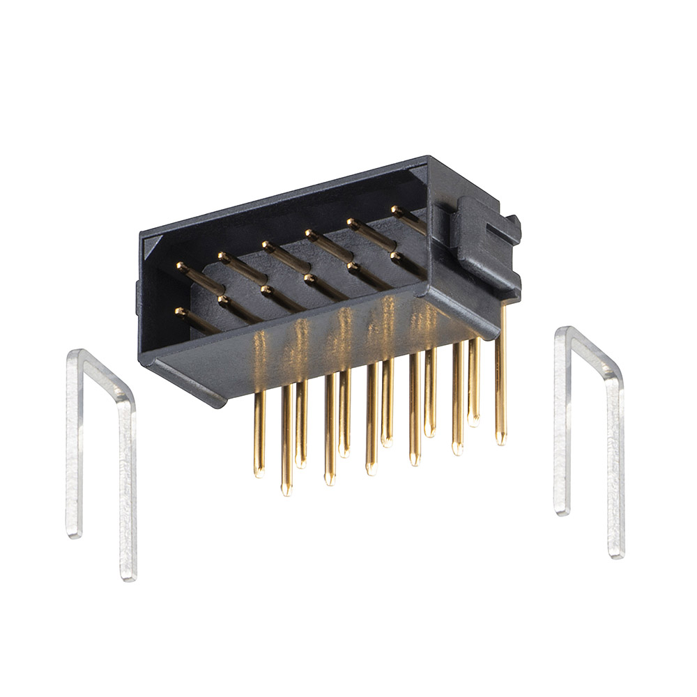 B5743-212-M-L-2 - 6+6 Pos. Male DIL Horizontal Throughboard Conn. No Latches (BS Release)