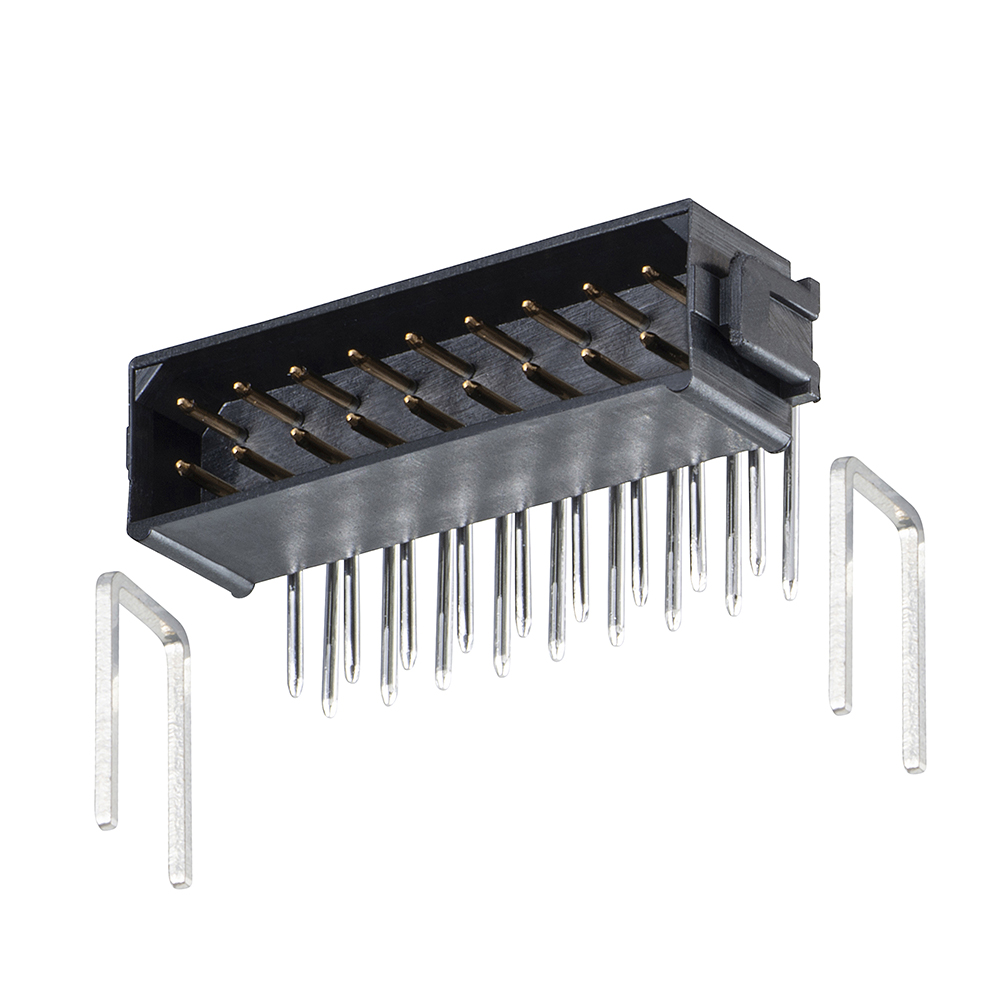M80-8681822 - 9+9 Pos. Male DIL Horizontal Throughboard Conn. No Latches