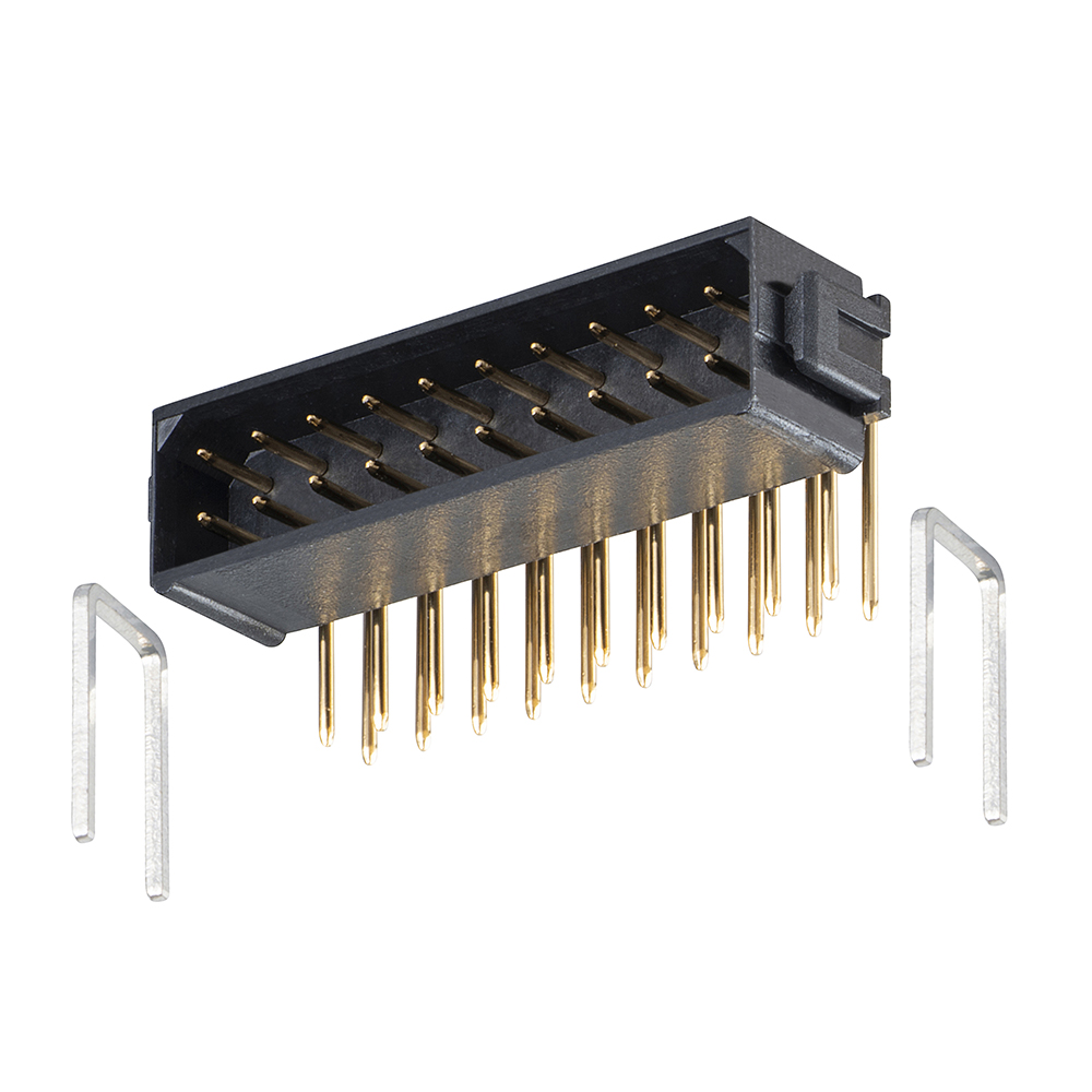 M80-8681805 - 9+9 Pos. Male DIL Horizontal Throughboard Conn. No Latches