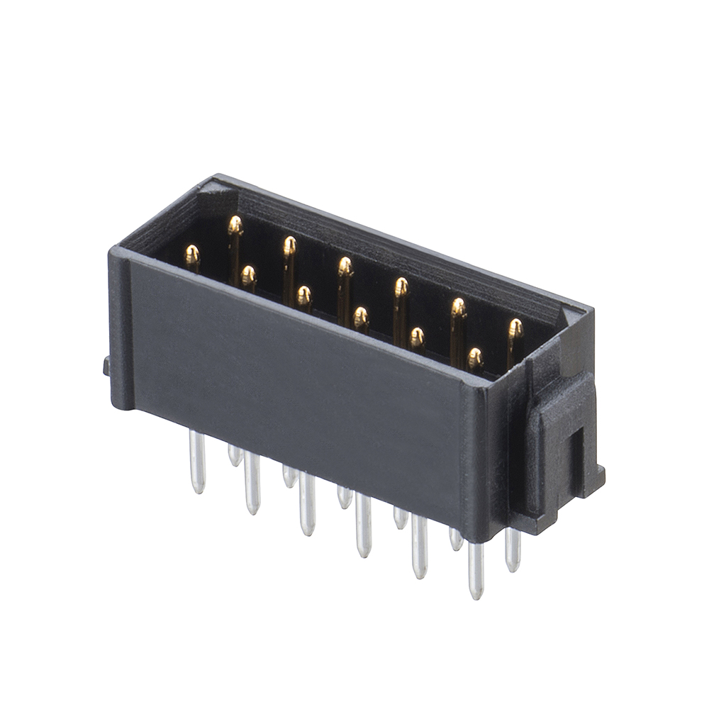 B5743-212-M-T-0 - 6+6 Pos. Male DIL Vertical Throughboard Conn. No Latches (BS Release)