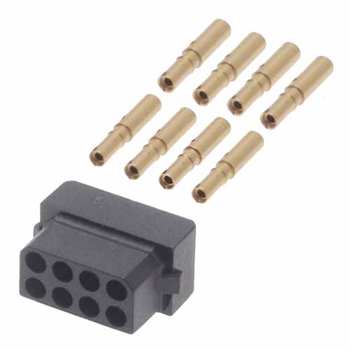 M80-8890805 - 4+4 Pos. Female DIL 22 AWG Cable Conn. Kit, for Latches