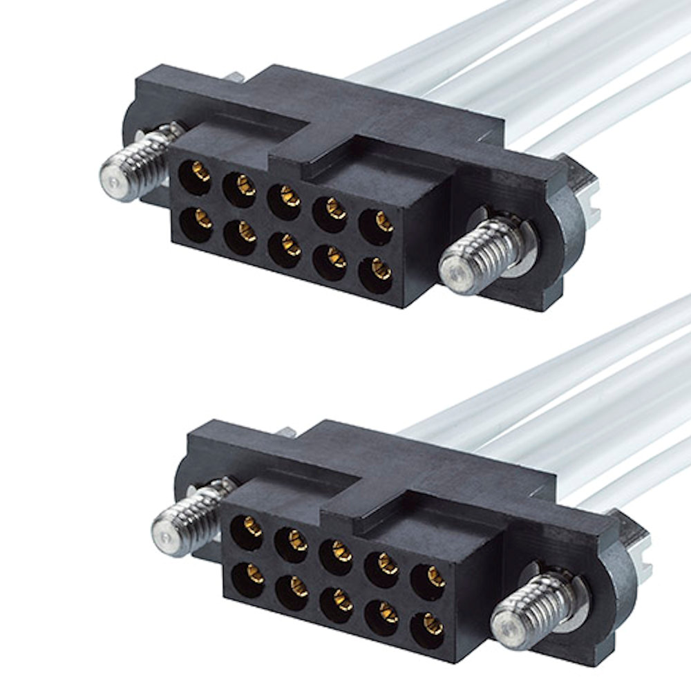 M80-FB12205F1-XXXXF1 - 11+11 Pos. Female T-Contact DIL 22AWG Cable Assembly, double-end, Jackscrews