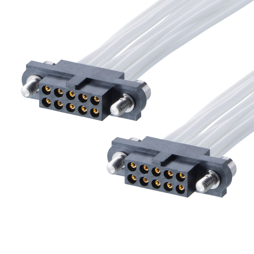 M80-FB10805F2-XXXXF2 - 4+4 Pos. Female T-Contact DIL 22 AWG Cable Assembly, double-end, Jackscrews