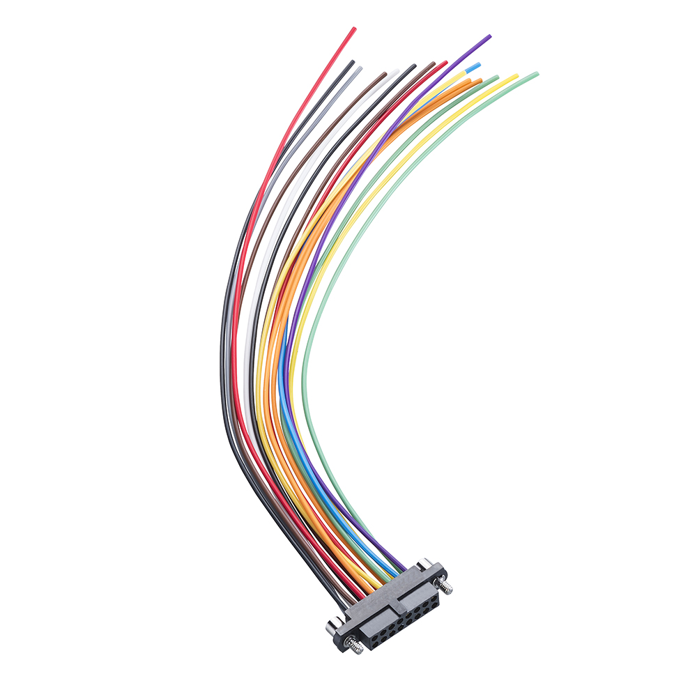 M80-FB11868F2-XXXXL - 9+9 Pos. Female T-Contact DIL 22AWG Cable Assembly, single-end, Jackscrews