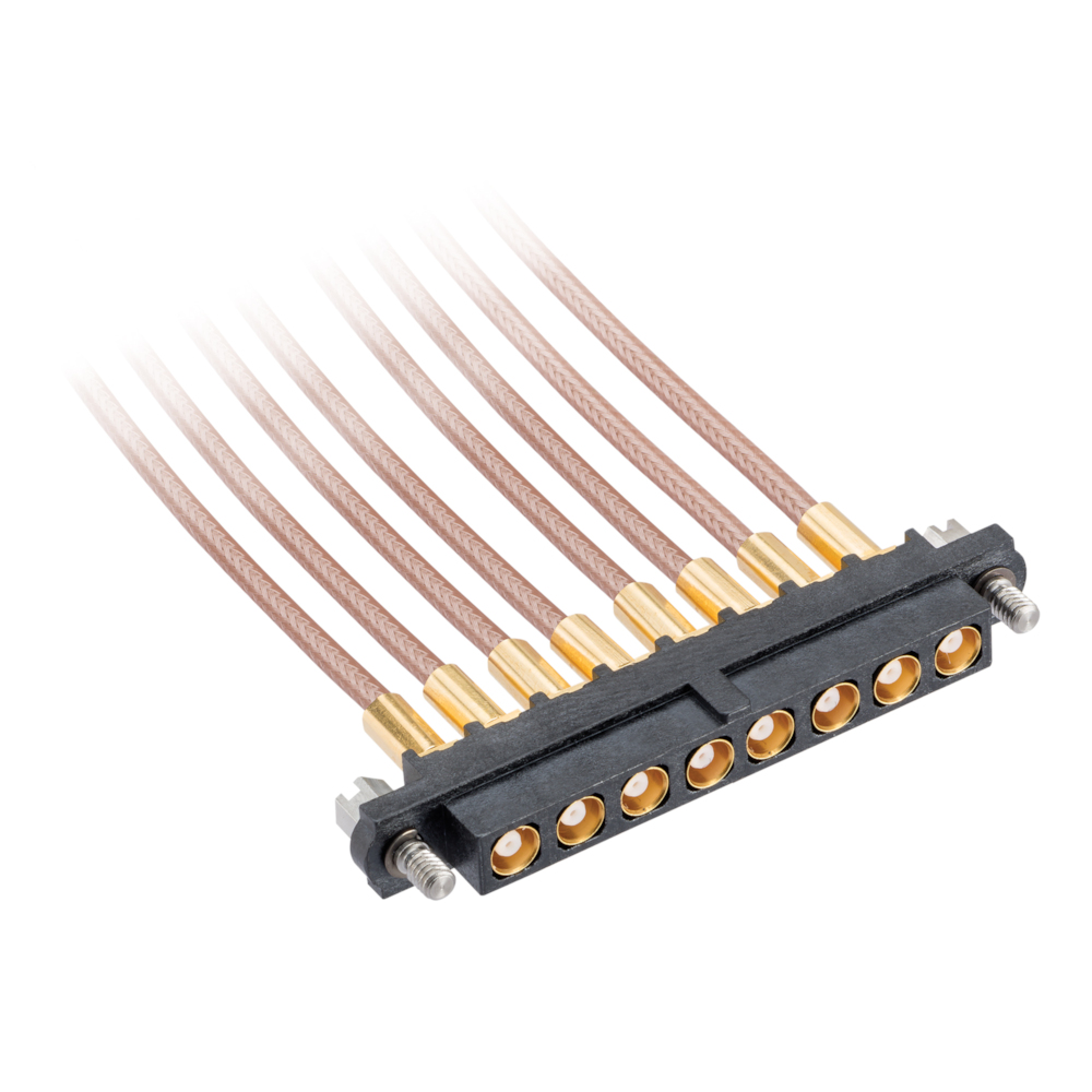 M80-FC105-08-0450L - 8 Pos. Female SIL RG178 Cable Assembly, 450mm, single-end, Jackscrews
