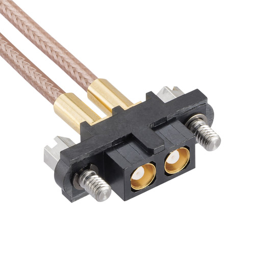M80-FC305F1-02-0150L - 2 Pos. Female SIL RG178 Cable Assembly, 150mm, single-end, Jackscrews