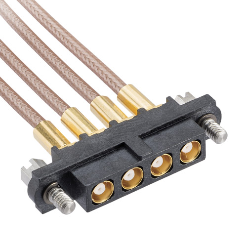 M80-FC305F1-04-0150L - 4 Pos. Female SIL RG178 Cable Assembly, 150mm, single-end, Jackscrews