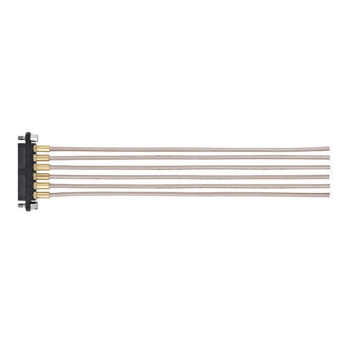 M80-FC305F1-06-0150L - 6 Pos. Female SIL RG178 Cable Assembly, 150mm, single-end, Jackscrews