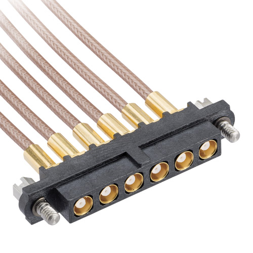 M80-FC305F1-06-0450L - 6 Pos. Female SIL RG178 Cable Assembly, 450mm, single-end, Jackscrews