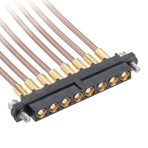 M80-FC305F1-08-XXXXL - 8 Pos. Female SIL RG178 Cable Assembly, single-end, Jackscrews